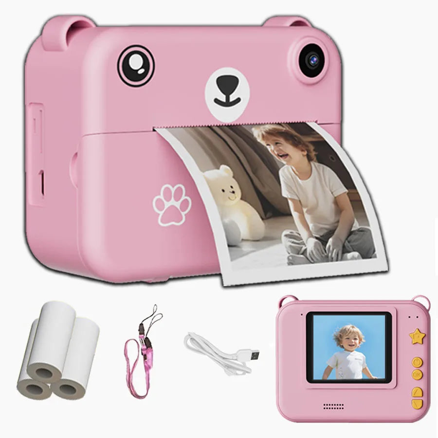 Digital Kids Camera with Instant Print, 1080P HD Video Recorder, Mini Thermal Printer, Educational Birthday Gift