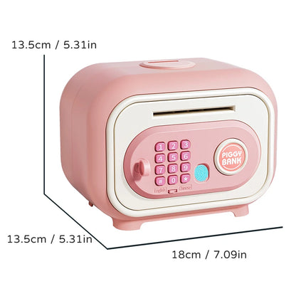 Electronic Piggy Bank for Kids – Mini ATM Cash Money Bank with Password Lock, Banknote Saving Box, Gift for Ages 3+