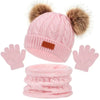 Baby Winter Hat, Scarf & Gloves Set – Knitted Beanie with Fur Ball, Soft Kids Cap for Boys & Girls, Cozy Toddler Winter Accessories (1-5Y)