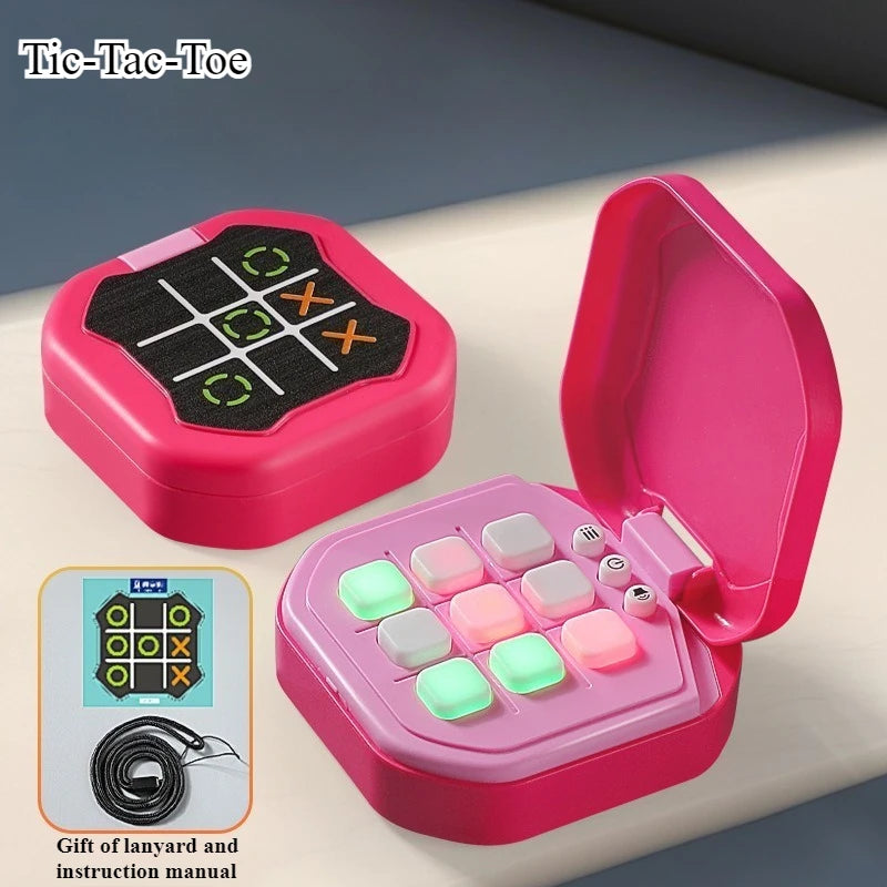 Multifunctional Electronic Tic-Tac-Toe Board Game Montessori Puzzle Chess Set Portable for Adults and Kids