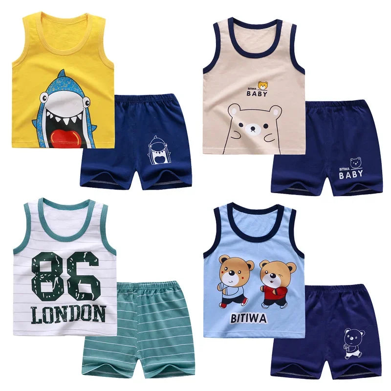 Summer Baby Clothes Set – Casual Baby Boy Clothing Set with T-shirt & Shorts – Kids Unisex Short Sleeve Sports Outfit – Infant Baby Girl Clothes