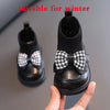 Winter Infant Girl Sock Boots Chunky Bow Knitted Casual Toddler Girl Patent Leather Shoes