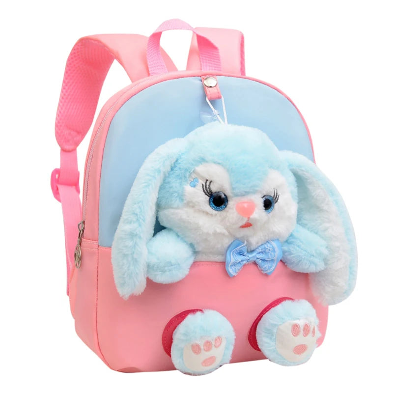 Cartoon Kindergarten Backpack – Cute Plush Rabbit Doll School Bag for New Children - Kidzy Market