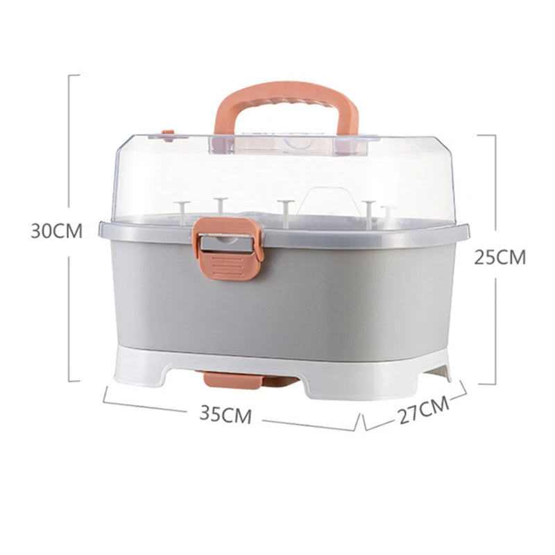 Portable Baby Bottle Drying Rack & Storage Case – Nursing Bottle Organizer for Travel & Kitchen