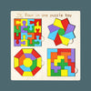 4-in-1 Montessori Wooden Tangram Puzzle — Colorful Geometric Jigsaw Educational Toy for Kids