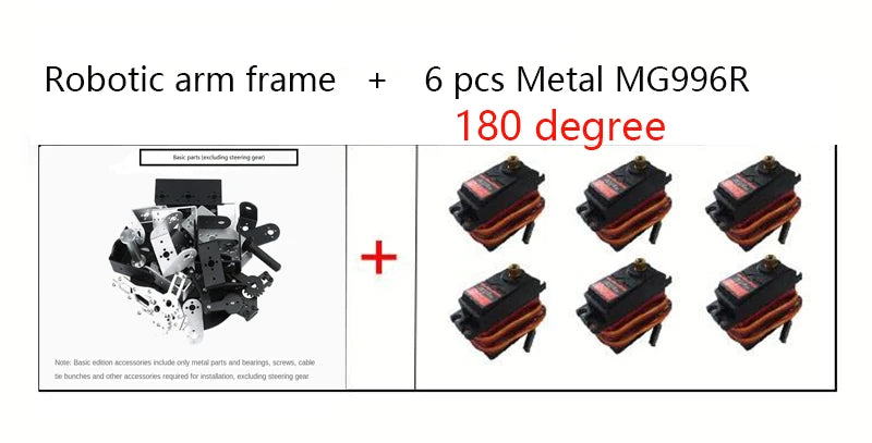 6 DOF Robot Manipulator, MG996 Metal Alloy Mechanical Arm with Clamp Claw Kit for Arduino, UNO/ESP32 Programmable DIY Robot Kit