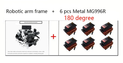 6 DOF Robot Manipulator, MG996 Metal Alloy Mechanical Arm with Clamp Claw Kit for Arduino, UNO/ESP32 Programmable DIY Robot Kit