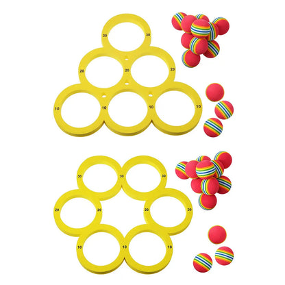 Pool Floating Toss Game with 10 Rainbow Balls – Floating Throwing Ring for Kids & Adults