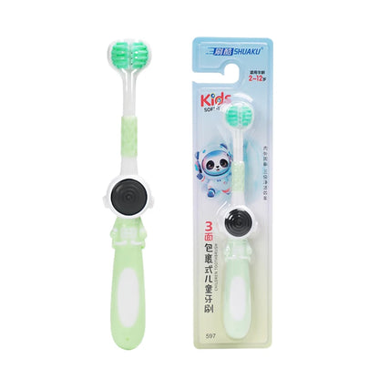 Age 3+ 3-Sided Toddler Toothbrush, Soft Bristles, Kids Autism Sensory Toothbrush, Silicone Oral Care Brush