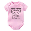 Hand Picked for Earth By My Grandpa/Grandma in Heaven Baby Bodysuit – Summer Short Sleeve Romper, Infant Jumpsuit, Baby Clothes