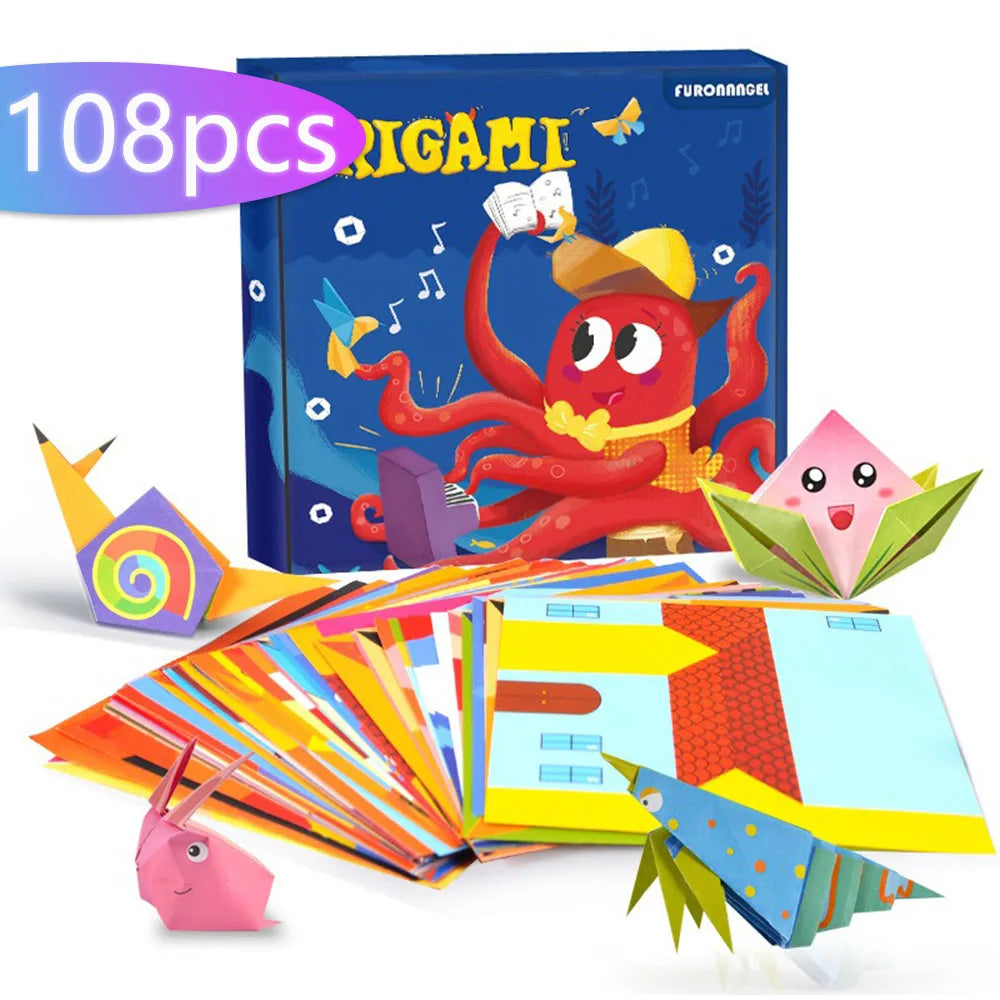 Origami Kit with 30/108 Sheets Origami Paper and Guiding Book – DIY Art Craft Project Supplies for Beginners and Kids