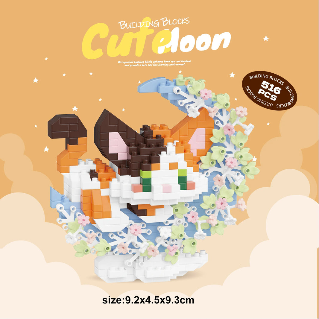 Mini Dog, Cat, Panda, and Raccoon Building Block Models – Cute Pet Ornaments Toy for Kids