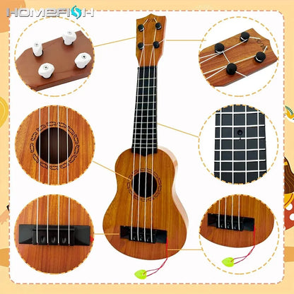 35cm Ukulele Guitar Toy for Kids - Elementary Musical Instrument with Paddles, Simulating Ukulele Music Toy