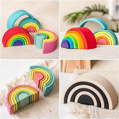 Montessori Mini Rainbow Building Blocks Stacking Sensory Toy