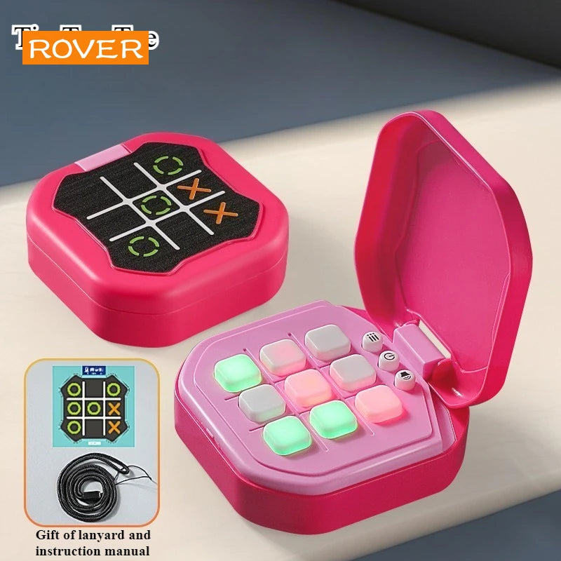Multifunctional Electronic Tic-Tac-Toe Board Game Montessori Puzzle Chess Set Portable for Adults and Kids