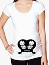 Funny White Black Maternity T-Shirt | Cute Comfortable Pregnancy Tee | Twins Pregnancy T-Shirt | Summer Short Sleeve Tops