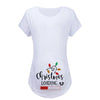 Christmas Women's Maternity T-shirt Santa Baby Printed Pregnant Women T-shirt Pregnancy Casual Short Sleeve White Clothes