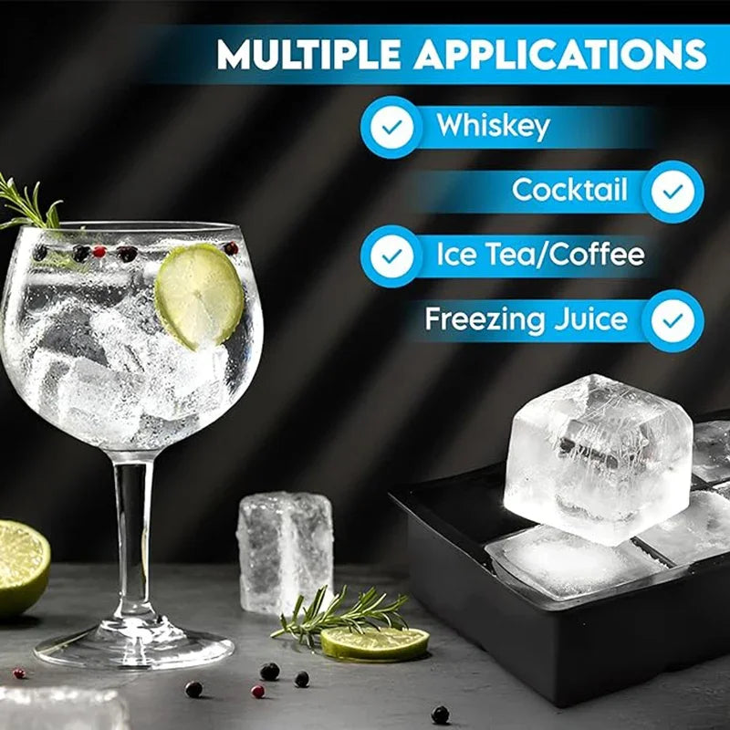Silicone Ice Cube Tray - 4/6/8/15/160 Grid Square Mold
