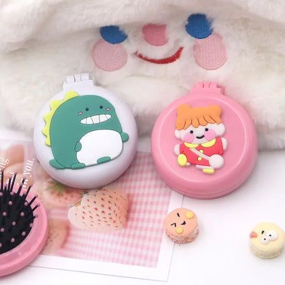 New INS Korean Girls’ Heart Portable Comb - Elegant Flower Air Cushion Comb with Vanity Mirror & Folding Design - Baby Brushes