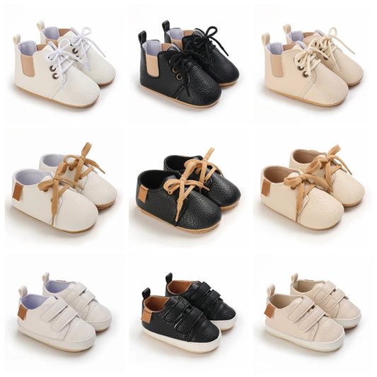 New Baby Shoes Retro Leather Boy Girl Multicolor Toddler Rubber Sole Anti-Slip First Walkers Infant Moccasins