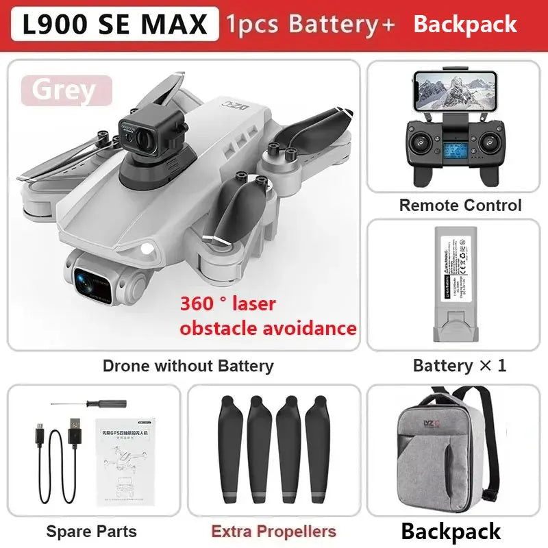 L900 Pro SE Max GPS Drone – 4K Dual HD Camera 5G WiFi FPV Quadcopter with Obstacle Avoidance