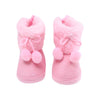 Suefunskry Toddler Baby Boots Winter Warm Lace Up Non Slip Soft Sole Shoes With Plush Pom Pom