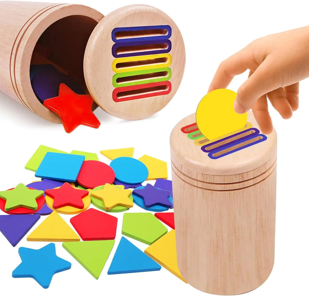 Montessori Wooden Sorting Toy for 3-Year-Olds – Coin, Stick, and Shape Learning Toy for Toddlers, Fine Motor Skills and Sensory Development