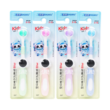 Age 3+ 3-Sided Toddler Toothbrush, Soft Bristles, Kids Autism Sensory Toothbrush, Silicone Oral Care Brush