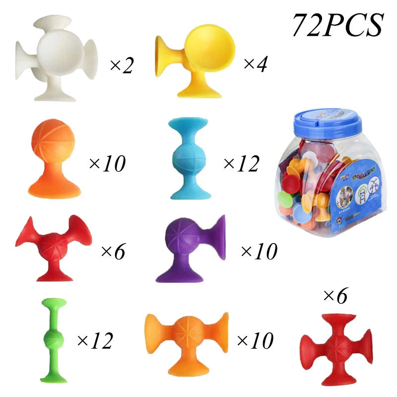 Montessori Animal Silicone Soft Building Blocks – DIY Suction Cup Assembly for Sensory Play and Educational Toy for Children