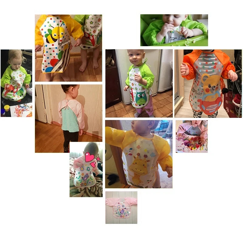 Waterproof EVA Full Sleeve Baby Bibs | Long Sleeve Children Feeding Smock Apron | Kids Eating Breastplate & Infant Scarf Clothing - Kidzy Market