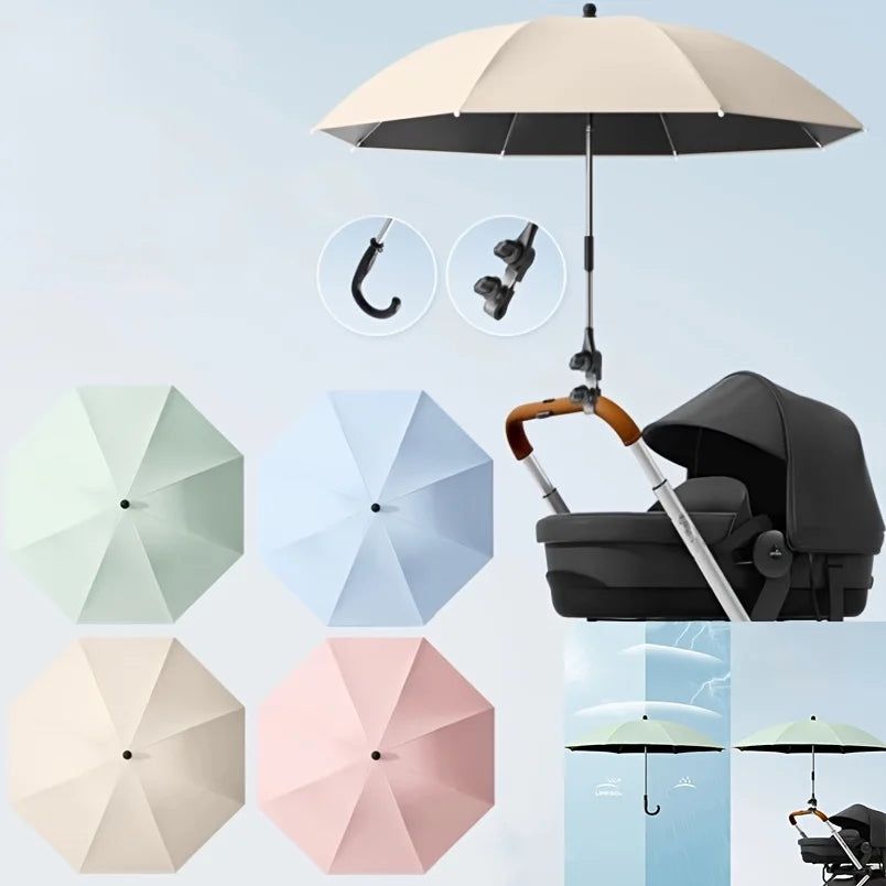 Baby Stroller Solid Color Sunade Umbrella Sunshade Bendable Arm Clip-On Handle Trolley Sunshade Accessory for Outdoors