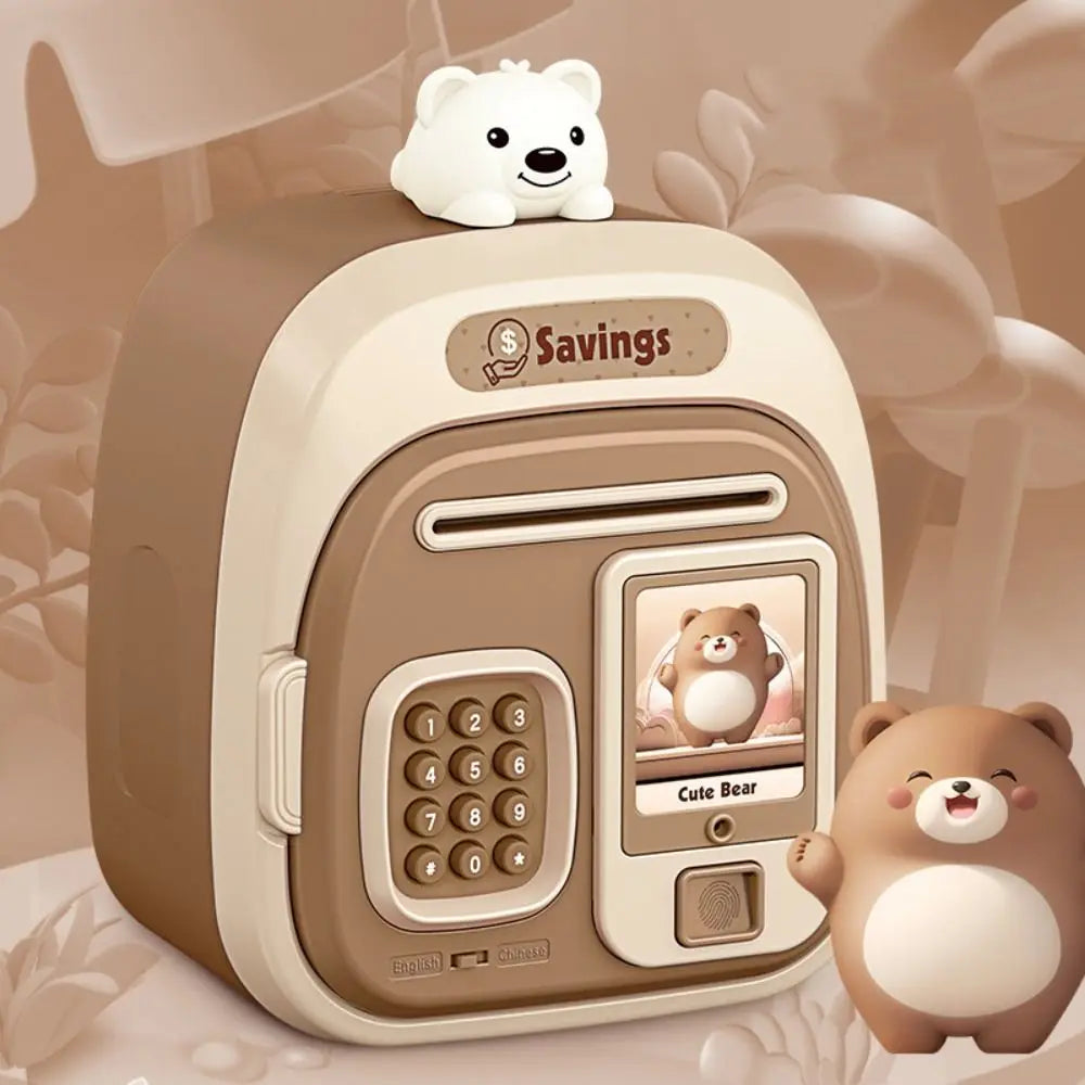 Password Lock Automatic Roll-Up Savings Bank Voice Reminder Fingerprint Protected Smart Cartoon Money Deposit Storage Box