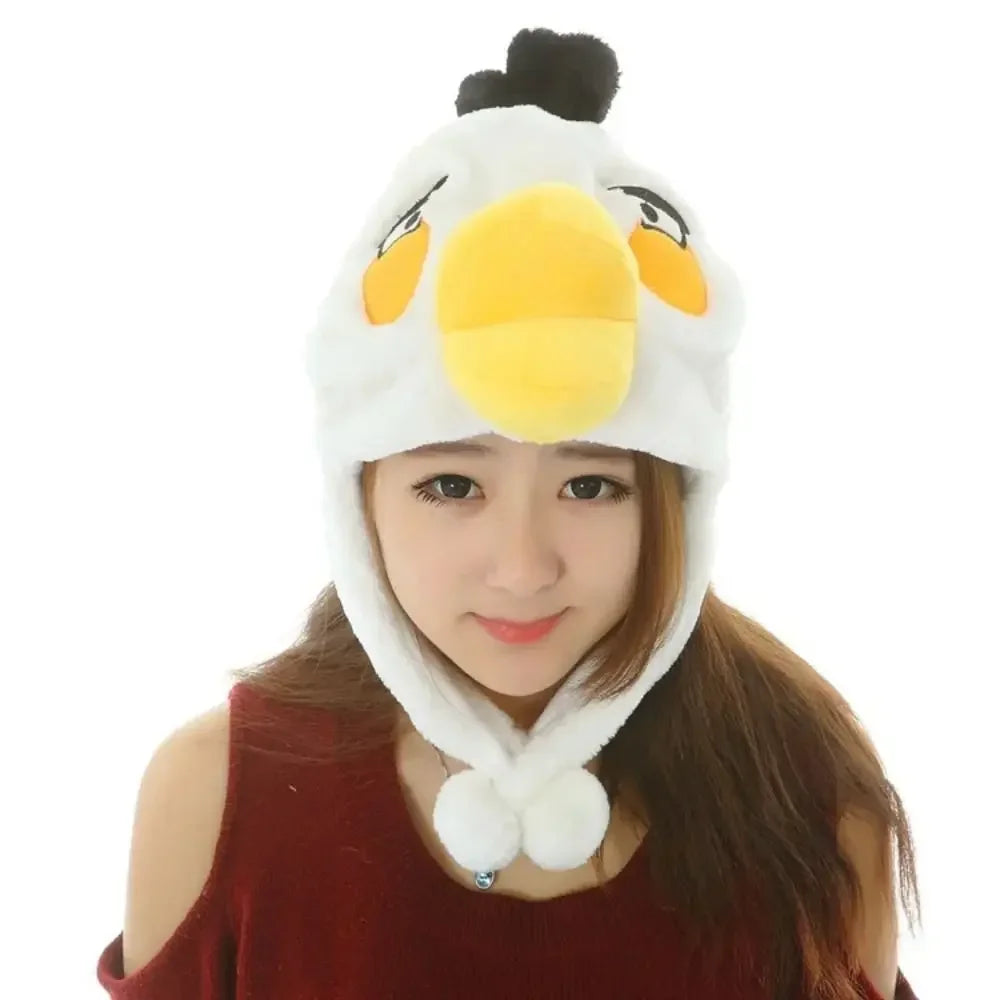 Plush Animal Hat with Moving Ears — 60 cm (23.6 in) Hand-Activated Earflap Beanie & Neck Warmer