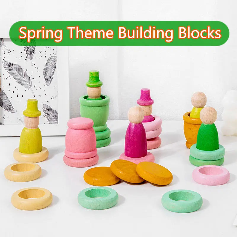 Montessori Rainbow Building Blocks Beech Wood Four Seasons Toy