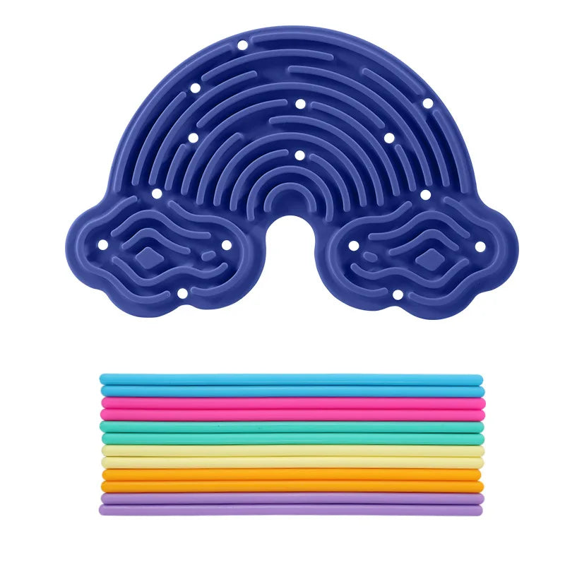 Creative Rainbow Clouds Silicone Sensory Activity Board – Double-Sided Busy Board for Color Training, Fine Motor Skills, and Fun Play