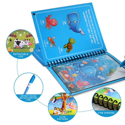 Magical Water Drawing Book – Reusable Montessori Coloring Book for Sensory Early Education in Children