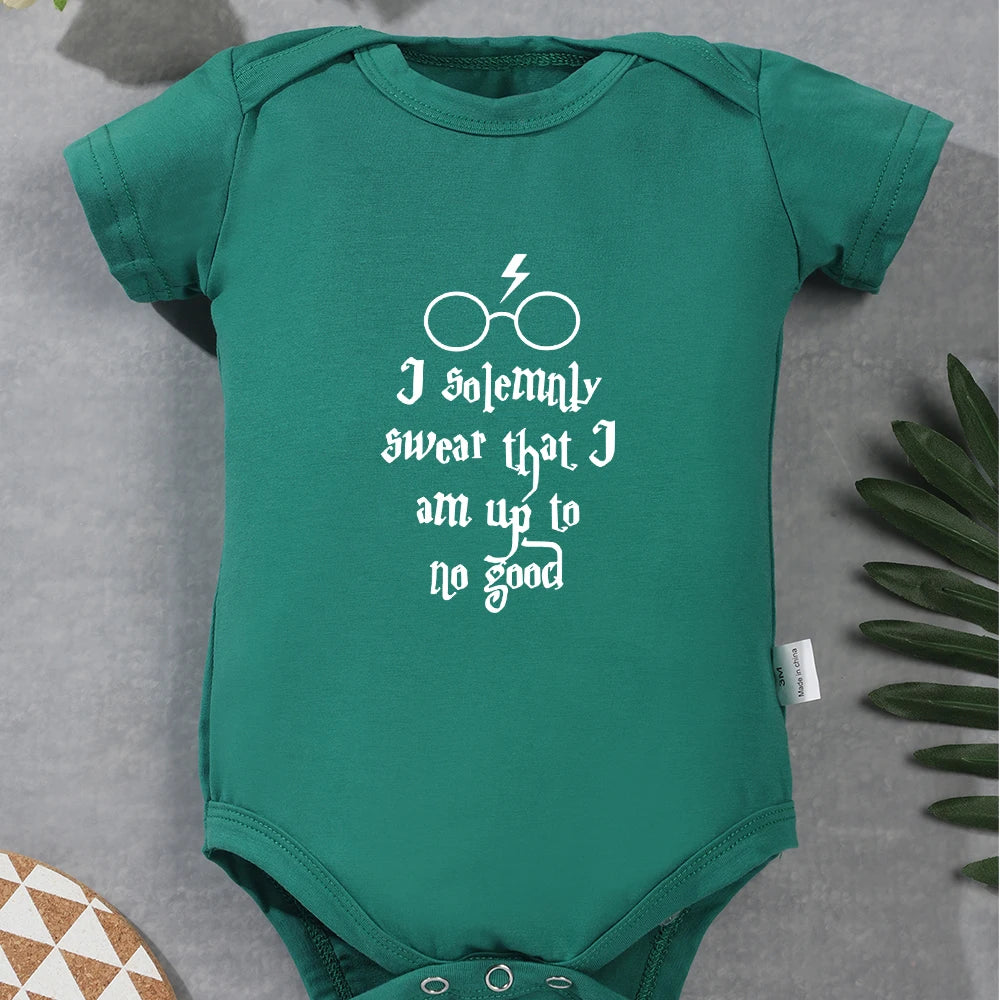 Funny White Letter Cotton Newborn Bodysuit for Baby Boys & Girls – Comfy, Soft & High-Quality Summer Clothes for Infants