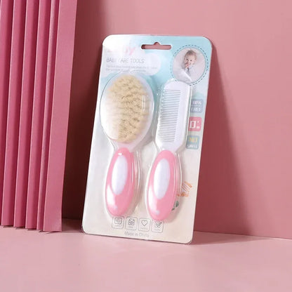 2PCS Baby Hair Brush Set – Soft Bristles Cradle Cap Brush for Newborns & Toddlers, Infant Bathing Comb, Baby Care Gift Accessories