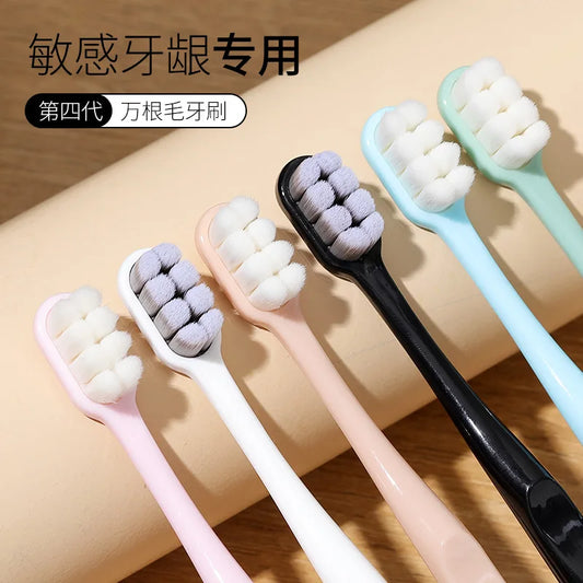 Gentle Toothbrush for Sensitive Teeth, 8 Bristle Bundles, Advanced Adult Toothbrush for Household Use