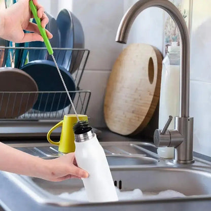 Long Handle Bottle Brush – Wineglass, Drink Bottle & Cup Cleaner, Soda Stream & Glassware Jar Cleaning Tool for Kitchen