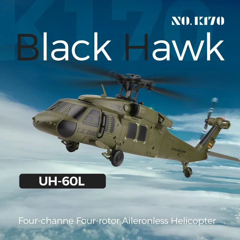 WLtoys K170 RC Helicopter UH-60L – 4-Channel Brushless Remote Control with Gyro and LED Light