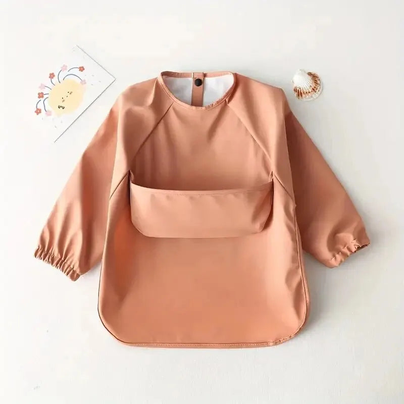 1-Piece Solid Color Baby Art Smock – Waterproof Long Sleeve Feeding Bib Apron for Kids, Soft & Comfortable - Kidzy Market