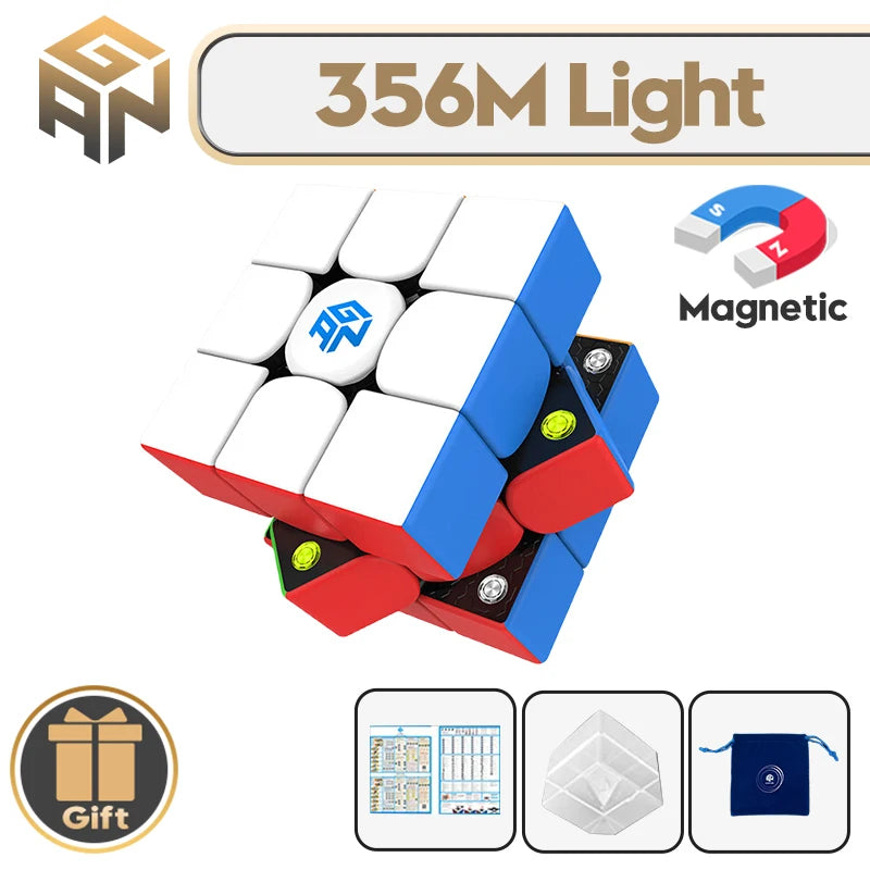 GAN 356 M 3x3x3 Magnetic Magic Speed Cube, Stickerless, GAN 356M Professional Fidget Toy, GAN 356 M Lite Cubo Magico Puzzle