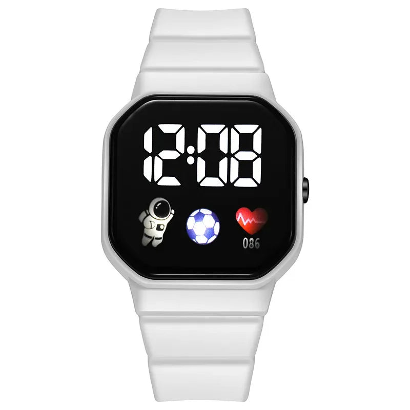 LED Digital Sports Watch for Kids Boys and Girls Football Silicone Casual Electronic Wristwatch