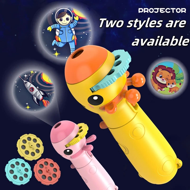 Kids 3-Pattern Projection Flashlight Night Light – Bedtime Story Projector, Educational Luminous Toy