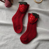Baby Girls Red Big Bow Christmas Socks - Kids Cotton Solid Woolen Sock Leg Warmers | Toddler Soft Socken for 0-5 Years