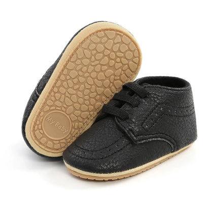 Meckior Four Seasons Baby Shoes PU Leather Newborn Boy Girl Anti-Slip Sneakers First Walkers Crib Shoes