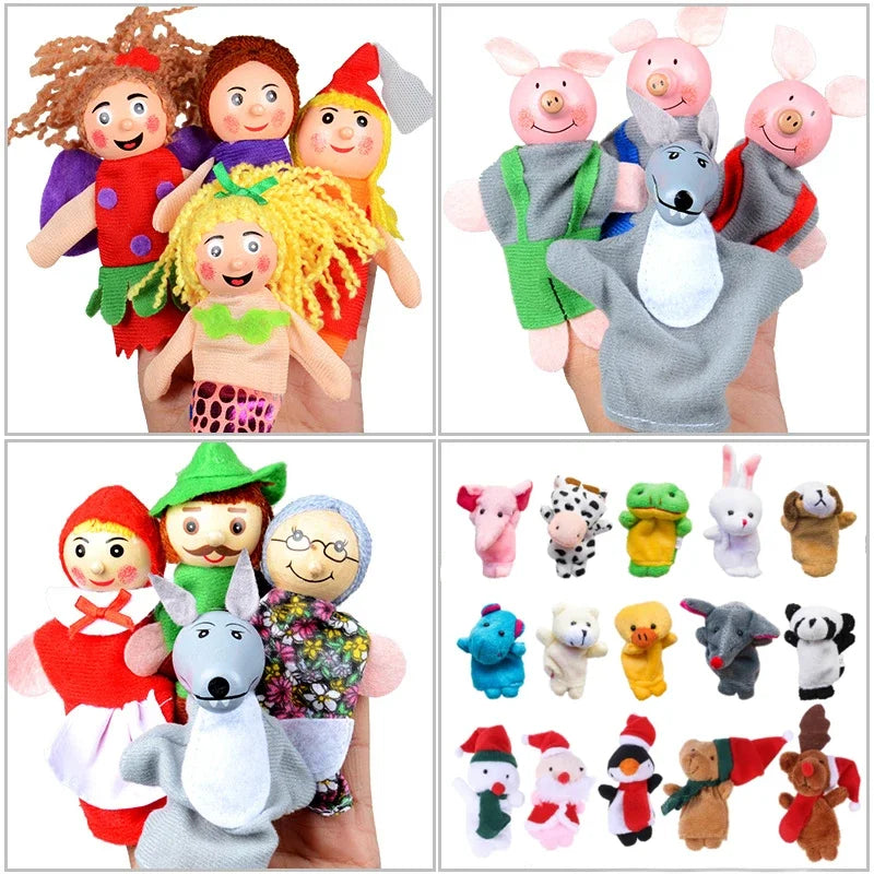 Baby Animal Finger Puppet Set, Duck Plush Hand Puppets Cartoon Family Educational Toy