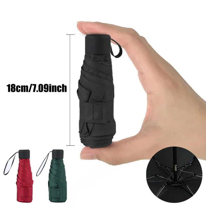 Mini Ultralight 5-Fold Pocket Travel Umbrella - Windproof, Compact Folding Umbrella with UV Protection for Men & Women
