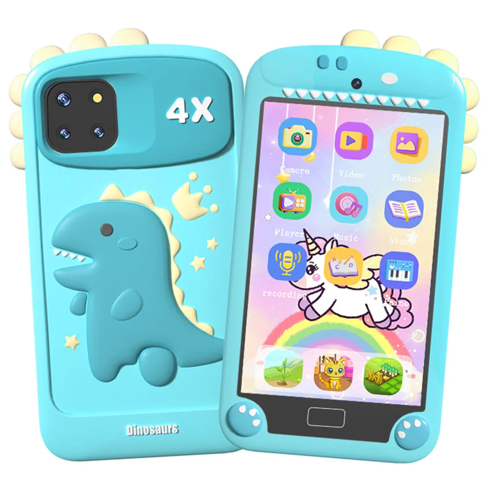 4-Inch Kids Smart Phone Toy with 48MP Dual Lens, Cartoon Design, MP3 Player, Early Educational Mobile for Children